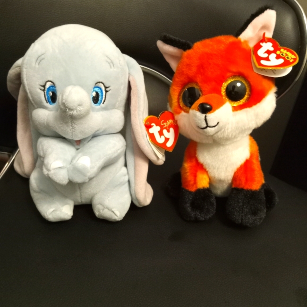 Nwts Ty Beanie Elephant and Fox Lot